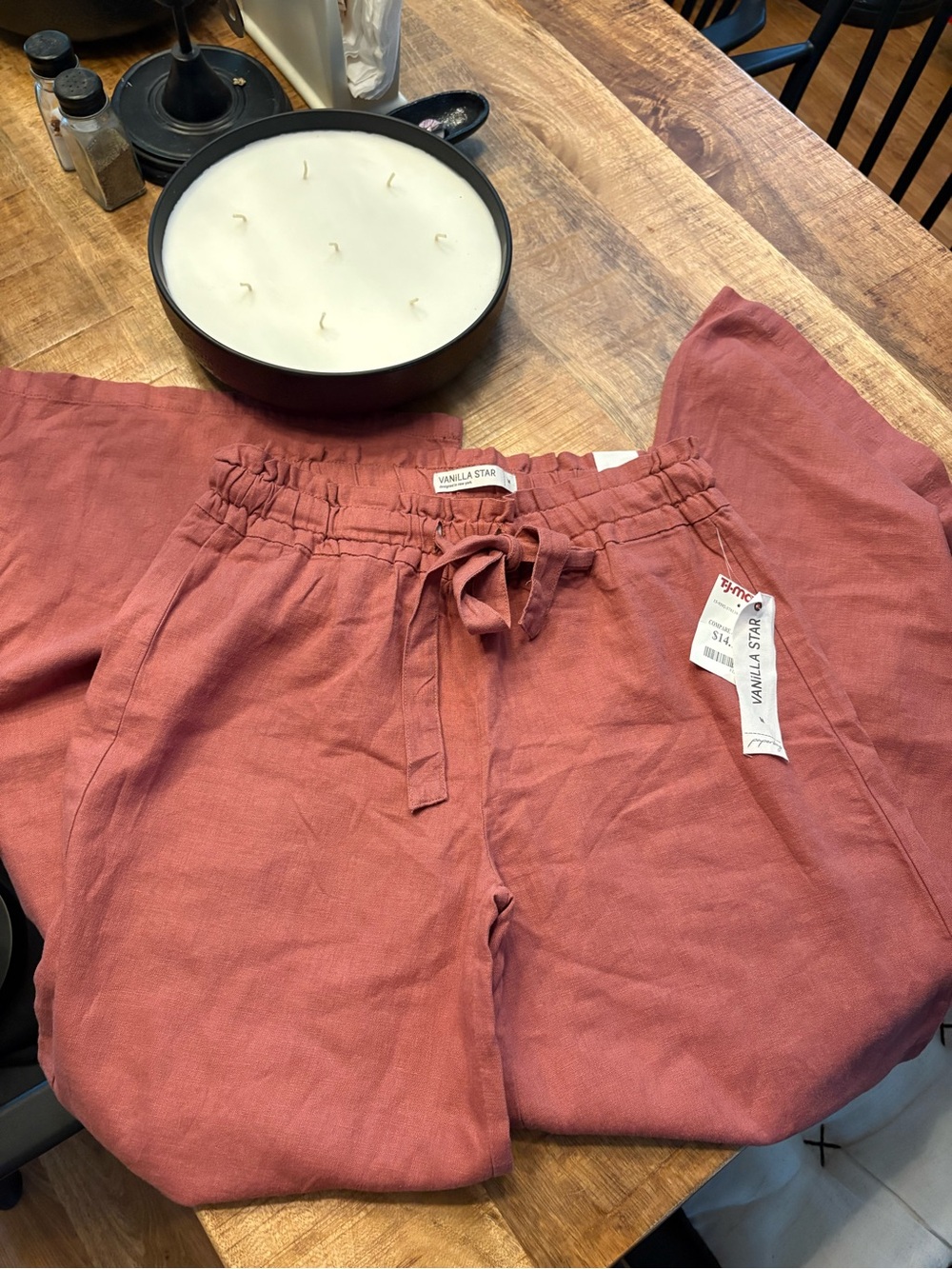 Vanilla Star Rose Linen Drawstring Pants